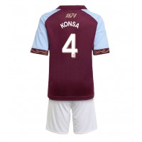 Maglia Calcio Aston Villa Ezri Konsa #4 Prima Divisa Bambino 2025-26 Manica Corta (+ pantaloncini)